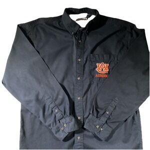 AUBURN TIGERS Button Front Press Box MENS Large SHIRT 100% Cotton War Eagle J33